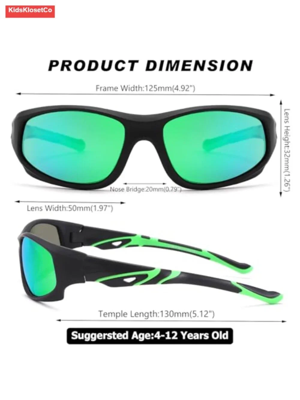 Polarized Youth Sports Sunglasses with Strap - Unbreakable Flexible